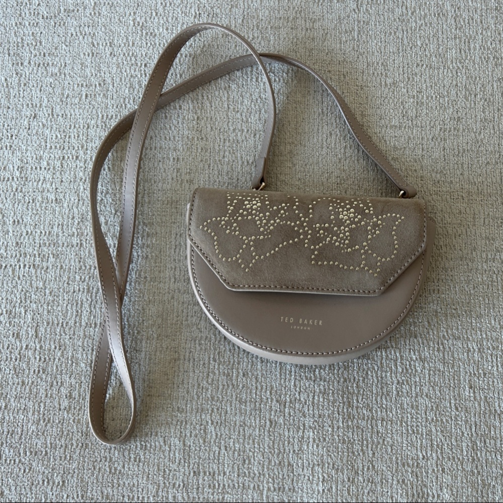 Beige Suede Ted Baker Moon Belt Crossbody Bag